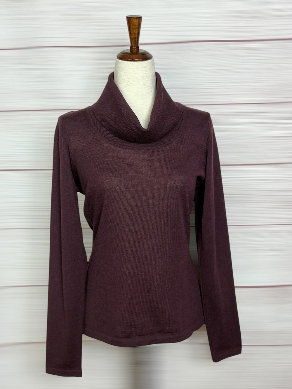 Brunella Gori Extra fine Merino Wool Cowl Neck Sweater Dark Plum XL Runs Small M